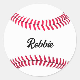 Sticker Rond Personnalisé baseball rouge blanc personnalisé