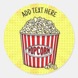 Sticker Rond Personnalisé ces Retro Pop Art Popcorn