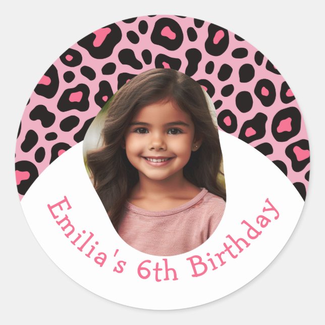 Sticker Rond Personnalisé Cheetah Anniversaire Fête Favore Tout (Devant)
