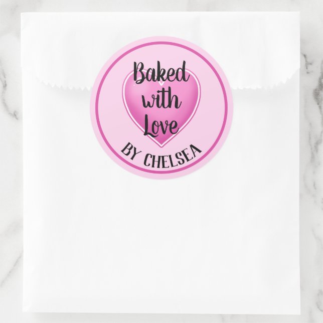 Sticker Rond Personnalisé Cuit avec Amour (Sac)