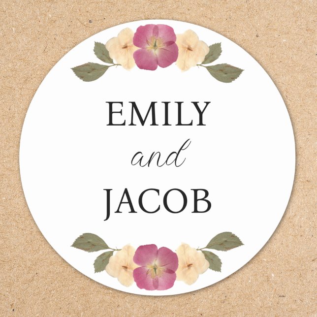 Sticker Rond Personnalisé Elégant Fleur sauvage Boho Chic Maria (Créateur téléchargé)
