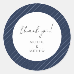 Sticker Rond Personnalisé Elegant Mariage bleu marine