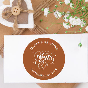 Sticker Rond Personnalisé Élégant Merci en terre cuite Mariage 