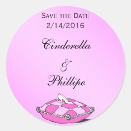 Sticker Rond Personnalisé Enregistrer la date Cinderella Slippe
