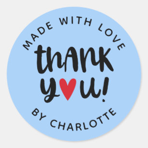 Sticker Rond Personnalisé Fabriqué Avec Merci D'Amour