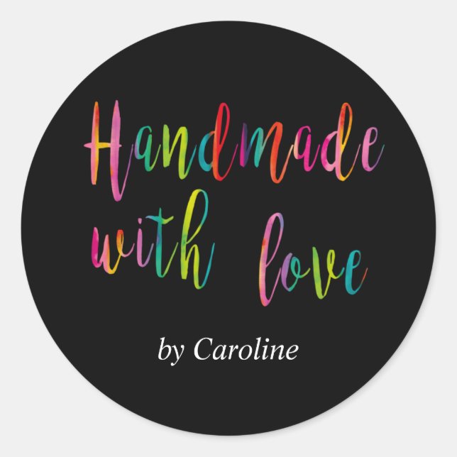 Sticker Rond Personnalisé fait à la main avec amour (Devant)