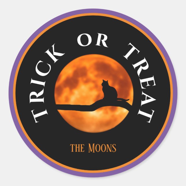 Sticker Rond Personnalisé, Halloween Trick ou traiter avec la l (Devant)