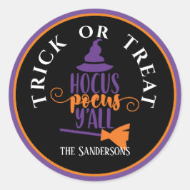 Sticker Rond Personnalisé, Halloween Trick ou Treat Hocus Pocus