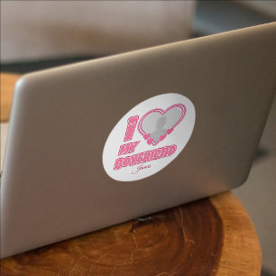 Sticker Rond Personnalisé J'aime mon petit ami – Ajouter une ph