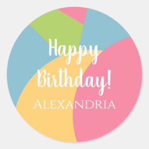 Sticker Rond Personnalisé Joyeux Anniversaire Pastels colorés