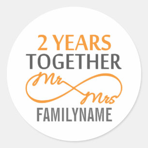 Sticker Rond Personnalisé M. et Mme 2e anniversaire