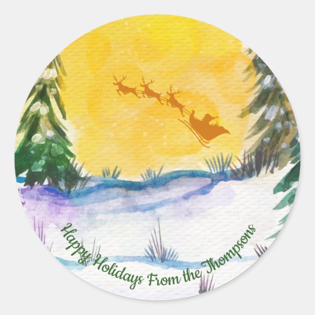 Sticker Rond Personnalisé Mignon Père Noël Renne Nature   (Devant)