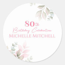 Personnalisé moderne 80e anniversaire rose floral