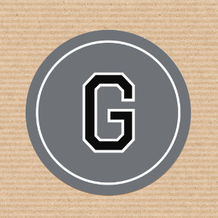 Sticker Rond Personnalisé Monogramme Gras Gris Gris Gris Gris