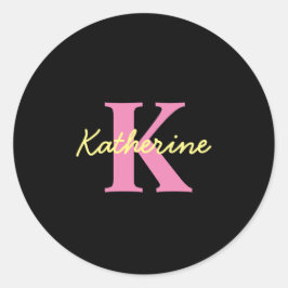 Sticker Rond Personnalisé Monogramme Noir moderne