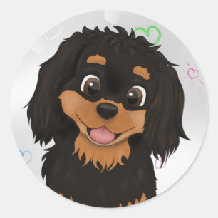 Sticker Rond Personnalisé noir et Tan Cavalier Spaniel