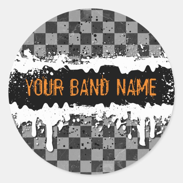 Sticker Rond Personnalisé Nom Band Merch Punk Rock Musicien (Devant)