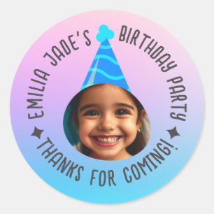Sticker Rond Personnalisé Nom Pic Anniversaire Merci Casquette 