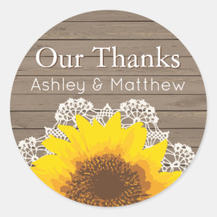 Sticker Rond Personnalisé Nos Merci Sunflower & dentelle