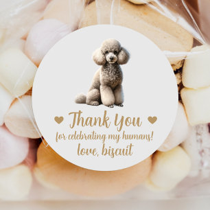 Sticker Rond Personnalisé Poodle Chien Mariage Favoriser Sticke