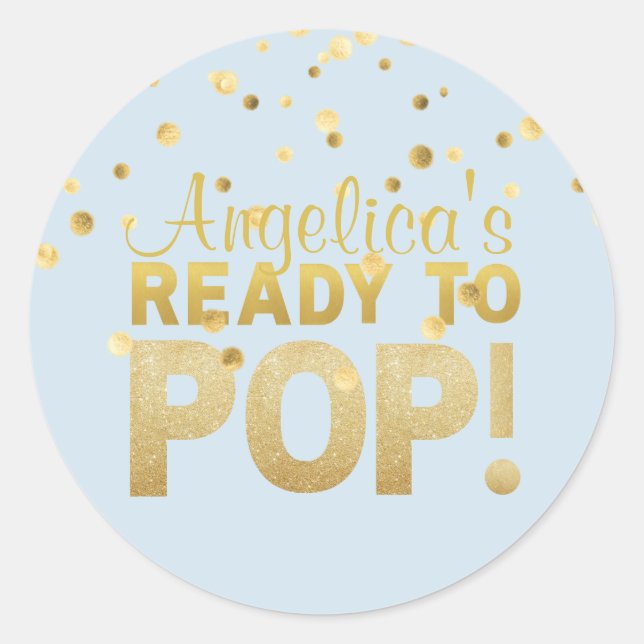Sticker Rond Personnalisé prêt à pop Baby shower BOY Blue (Devant)