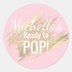 Sticker Rond Personnalisé prêt à pop Baby shower fille rose
