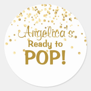 Sticker Rond Personnalisé prêt à taper le Baby shower blanc