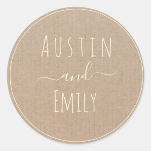 Sticker Rond Personnalisé Rustique moderne Boho Mariage classiq