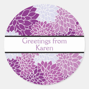 Sticker Rond Personnalisé "Salutations de"   Nuances de fleurs 