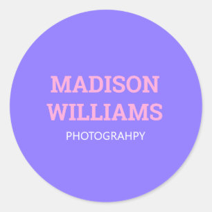 Sticker Rond Personnalisé Simple Gras Couleur Bleu Rose