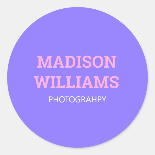 Sticker Rond Personnalisé Simple Gras Couleur Bleu Rose (Devant)