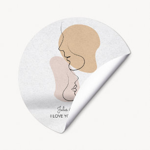 Sticker Rond Personnalisé, Une ligne, Amour, Boho, Arabe