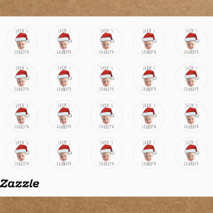 Sticker Rond Personnalisé Visage bébé Père Noël Chapeau Photo d