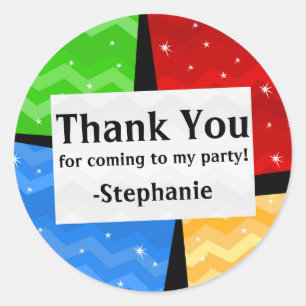 Sticker Rond Personnalisée Couleur Carrés Festive Merci fête