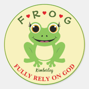 Sticker Rond Personnalisée Pleinement confiance sur Dieu Fille 