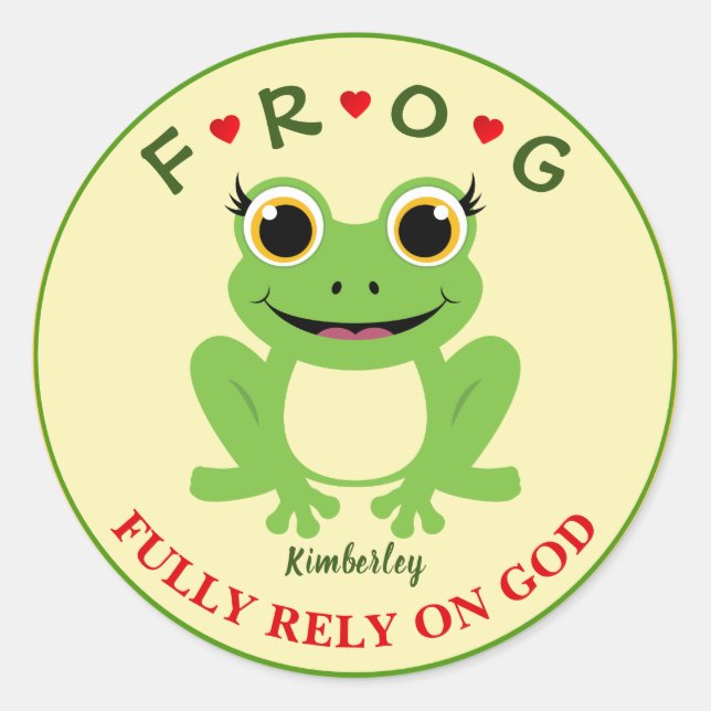 Sticker Rond Personnalisée Pleinement confiance sur Dieu Fille  (Devant)