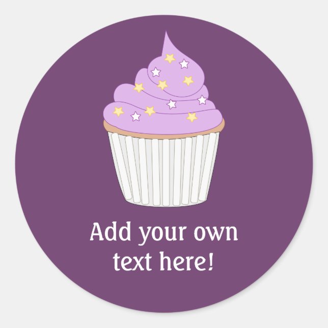 Sticker Rond Personnaliser de ce graphique Lilac Cupcake (Devant)