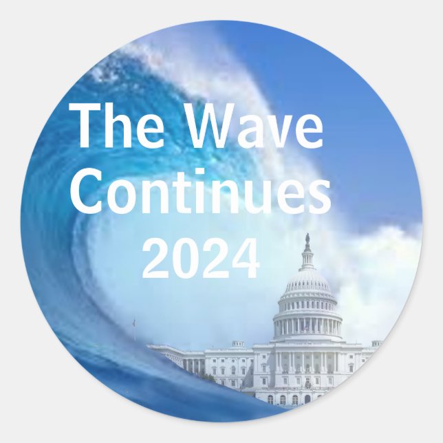 Sticker Rond Personnaliser de l'élection Blue Wave 2024 (Devant)