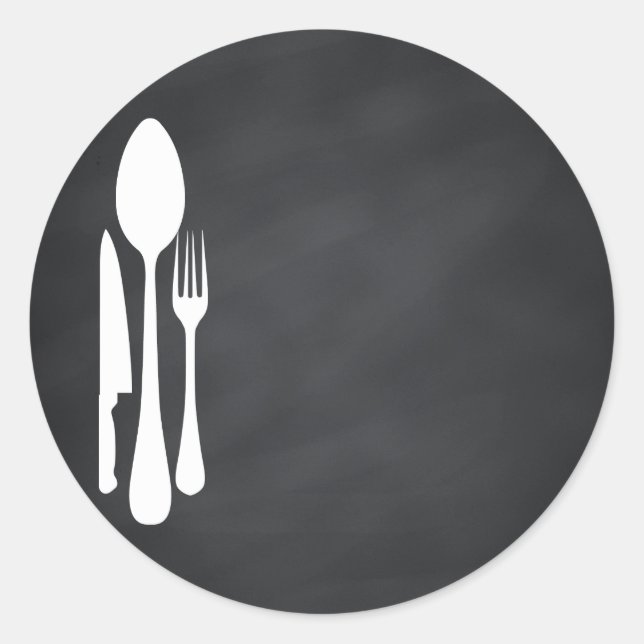 Sticker Rond Personnaliser de tableau noir Texte Outils de cuis (Devant)