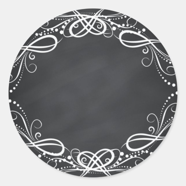 Sticker Rond Personnaliser des courbes florales du tableau noir (Devant)