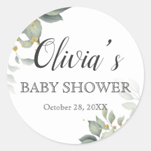 Sticker Rond Personnaliser Élégante verdure Baby shower moder