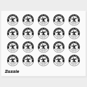 Sticker Rond Personnaliser Forgeron Enclume Noire Métallurgie