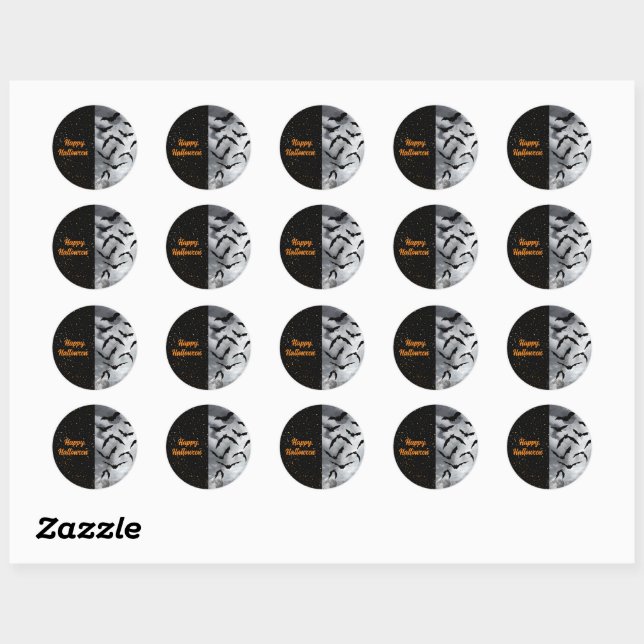 Sticker Rond Personnaliser Fumée Bats Halloween (Feuille)