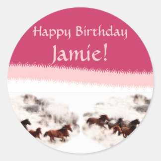 Sticker Rond Personnaliser Horse Anniversaire Invitations et ca