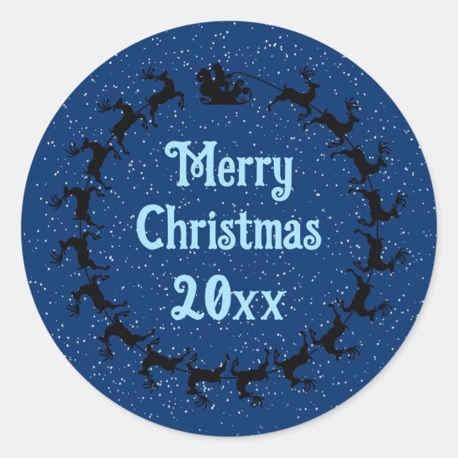 Sticker Rond Personnaliser l'année Père Noël Livraison de la tr (Devant)