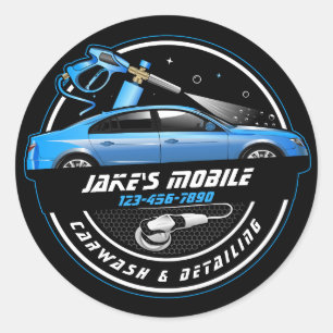 Sticker Rond Personnaliser le lavage de voiture mobile Détails
