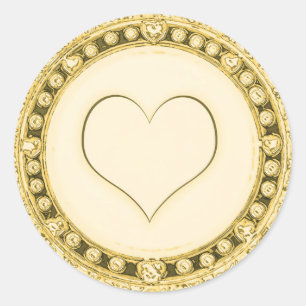 Sticker Rond Personnaliser Modèle or Coeur