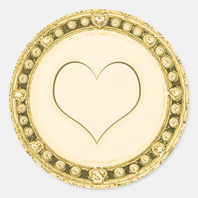 Sticker Rond Personnaliser Modèle or Coeur (Devant)