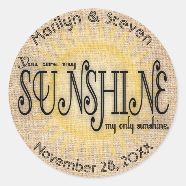 Sticker Rond Personnaliser Mon soleil sur Burlap (Devant)