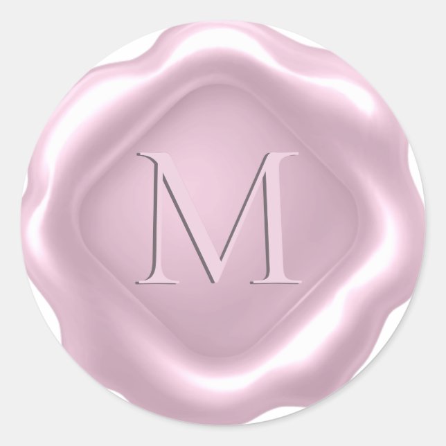 Sticker Rond *~* PERSONNALISER Monogram ROSE Sceau de cire d'or (Devant)
